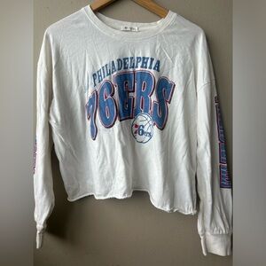 47 Brand White Tee with Blue Philadelphia Print